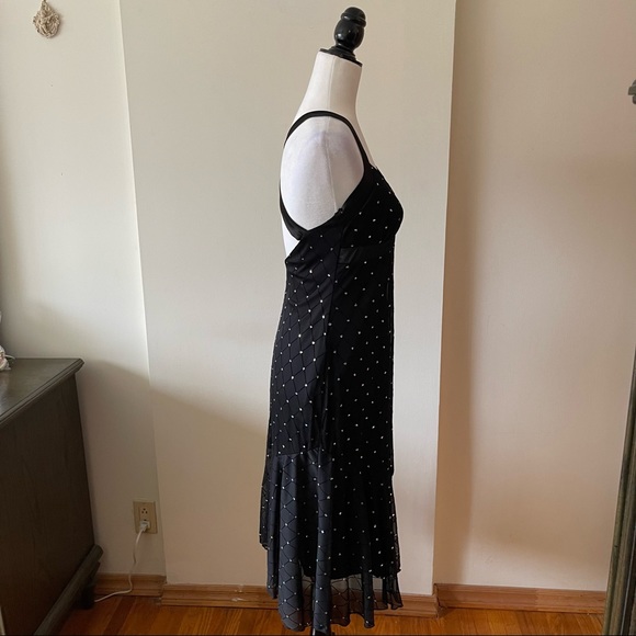 Vintage 90s Y2K black semi formal halter dress slip dress glitter - Picture 5 of 10
